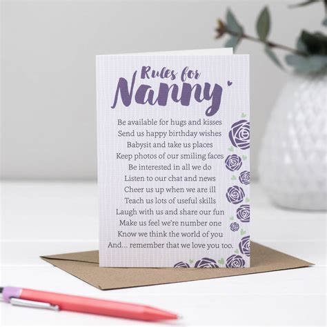 Poem Card For Nanny By Bespoke Verse