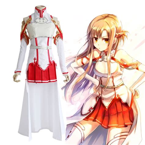 Anime Sword Art Online Cosplay Costumes Asuna Yuuki Cosplay Costume White Combats Uniform