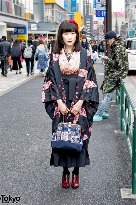 Japanese Kimono And Steampunk Accessories On The Street In Harajuku