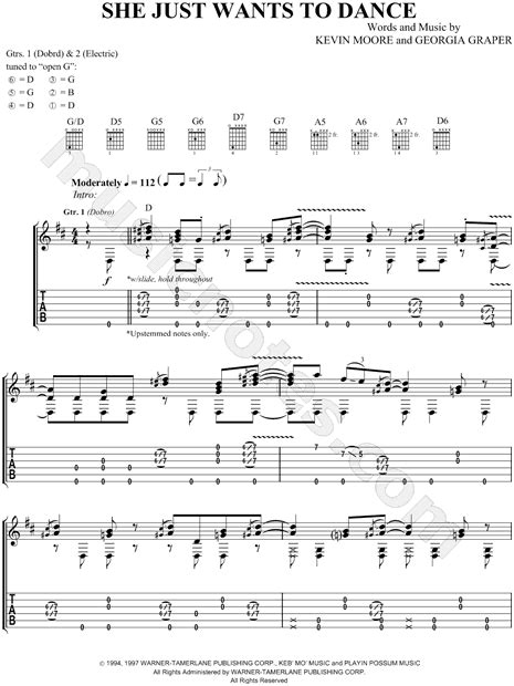 Keb Mo She Just Wants To Dance Guitar Tab In D Major Download