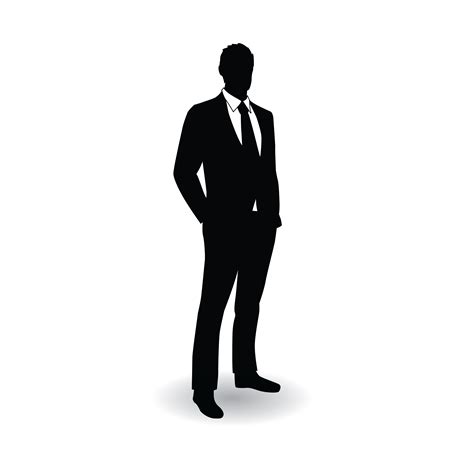 A Black And White Silhouette Of A Man In A Suit With His Hands In His