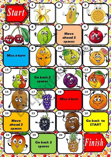 Fruit Board Game Esl Worksheet By Macomabi