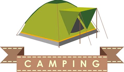 Tienda turística y pancarta marrón de camping al aire libre en estilo