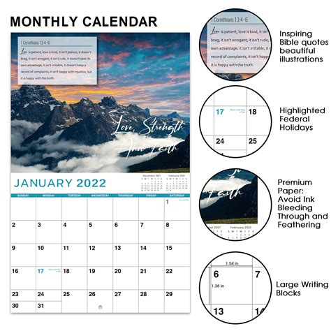 Buy 2022 2023 Wall Calendar Bible Verse Calendar 2022 2023 Jan 2022