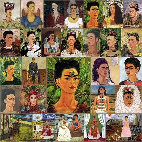 Frida Kahlo Most Famous Paintings Collage Wall Art Prints Painting By