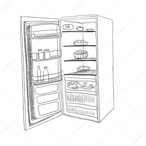 A refrigerator or freezer door that is left open or ajar may cause the food contents to spoil. Open Fridge Drawing at GetDrawings | Free download