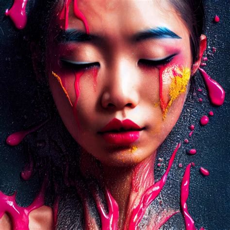 Beautiful Asian Model Covered In Viscous Fluid Midjourney OpenArt
