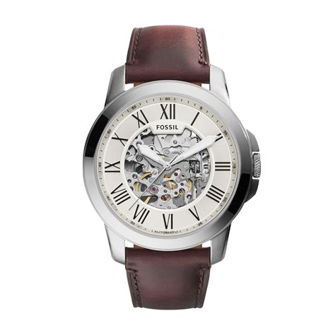 Fossil Fossil Mens Grant Automatic Dark Brown Leather Watchme3099