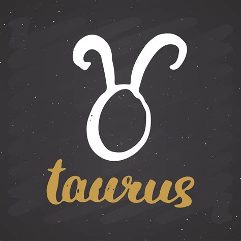 Zodiac sign Taurus and lettering. Hand drawn horoscope astrology symbol