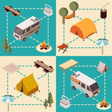 Camp Isometric Compositions 471144 Vector Art At Vecteezy
