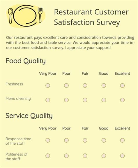 Restaurant Customer Satisfaction Survey Online Template