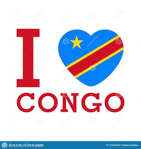 I Love Congo With Heart Flag Shape Vector Stock Vector Illustration