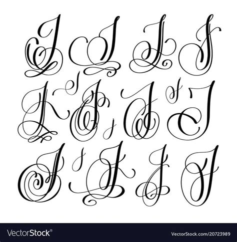 Calligraphy Lettering Script Font J Set Han Vector Image On VectorStock Lettering Lettering