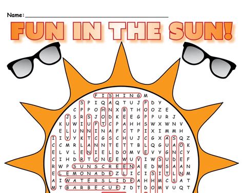 100 Summer Vacation Words Answer Key Free Summer Word Search