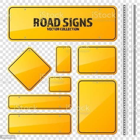 Road Yellow Traffic Sign Blank Board With Place For Textmockup Isolated
