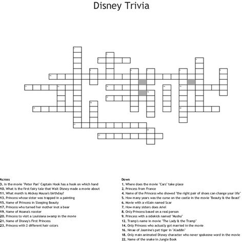 They are helpful for kids and adults to learn and memorize new vocabulary words, historical events, popular destinations, interesting characters and so much more. Disney Crossword Puzzles Pdf | crossword for kids