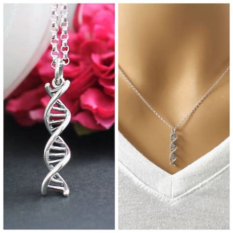 Sterling Silver Dna Double Helix Necklace Women In Science Etsy