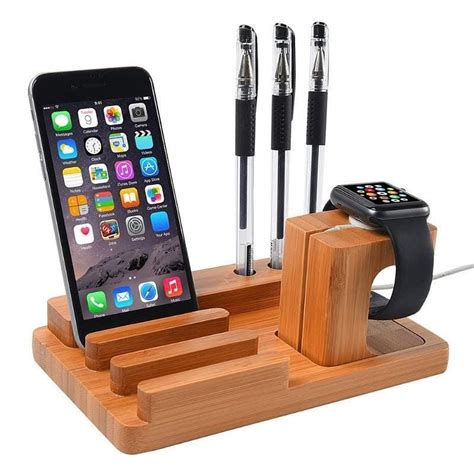 Multifunction Wooden Charging Station Dock Perfect For Your Office Desk