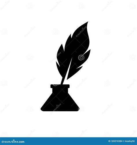 Feather Quill Pen Logo With Inkpot Icon Classic Stationery