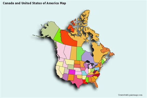 Create Custom Canada And United States Of America Map Chart With Online