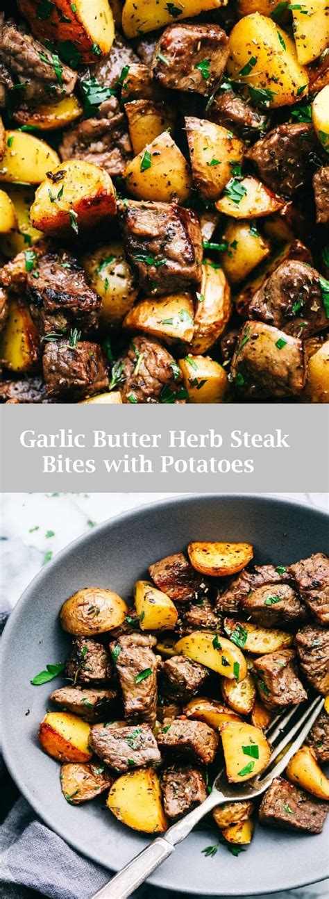 For me, it all started with this gorgonzola herb steak butter and just keeps progressing. Garlic Butter Herb Steak Bites with Potatoes - easy booking