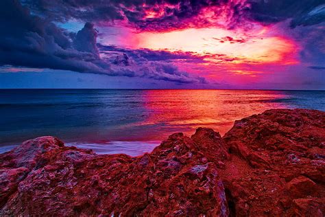 1179x2556px 1080p Free Download Fire In The Sky Blue Sea Rocks