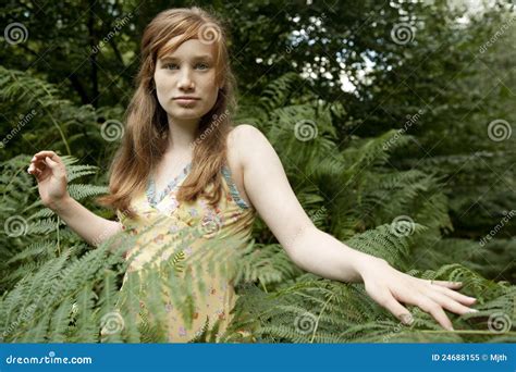 Girl Walking Through Forest Stock Image Image Of Feminine Adventure