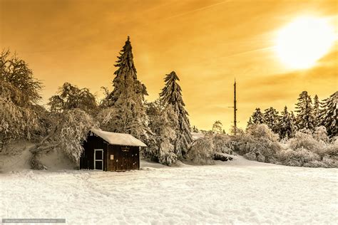 Download Wallpaper Sunset Winter Cabin Trees Free Desktop Wallpaper