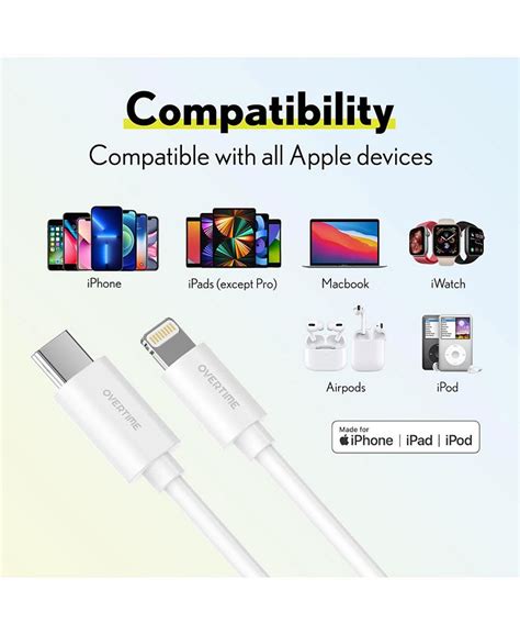 Overtime Apple Mfi Certified Iphone 131211 10ft Charging Cable Usb