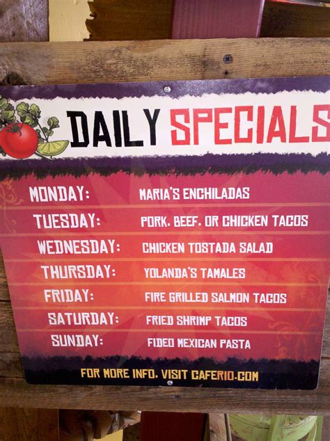Observations Of The Practical Kind Cafe Rio Daily Specials