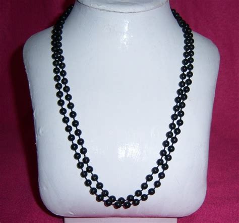 Long Black Beaded Necklace Sherree Link Jewellery