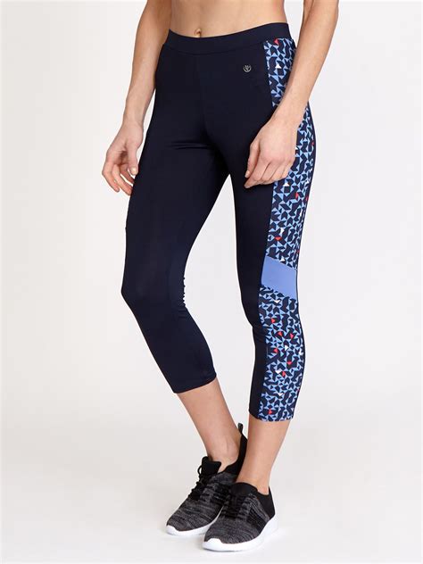 DUNN3S NAVY Geo Panel Cropped Sports Leggings - Size Small to Medium