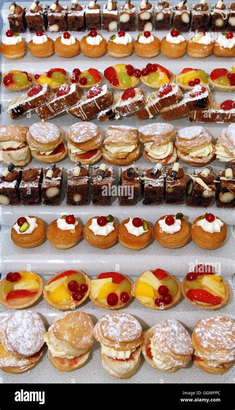 Assorted Cakes On Display Uk Stock Photo Alamy