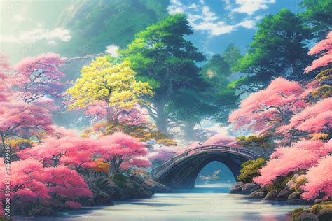Anime Scenery Cherry Blossoms Background