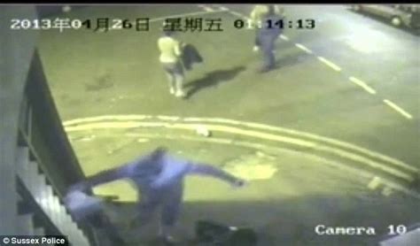 Cctv Shows Two Women And Man Kick Defenceless Victim Like A Football Daily Mail Online