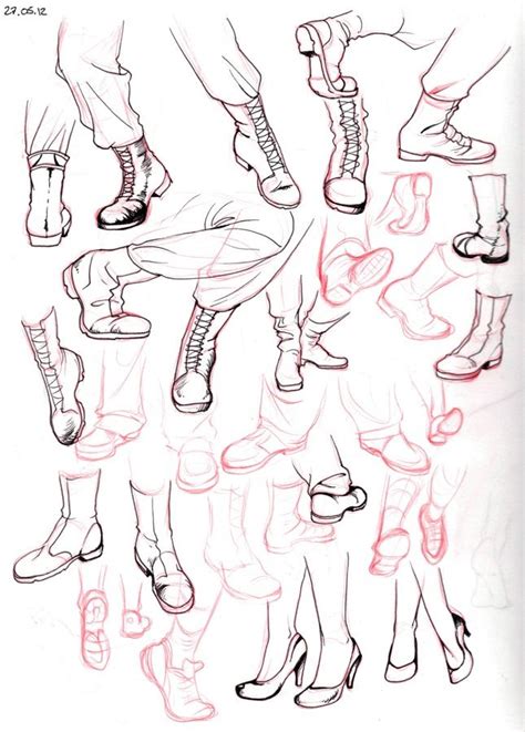 Chart Showing How To Draw Different Types Of Boots Plus Womens High