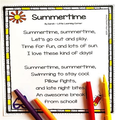 4 Summer Poems For Kids Little Learning Corner