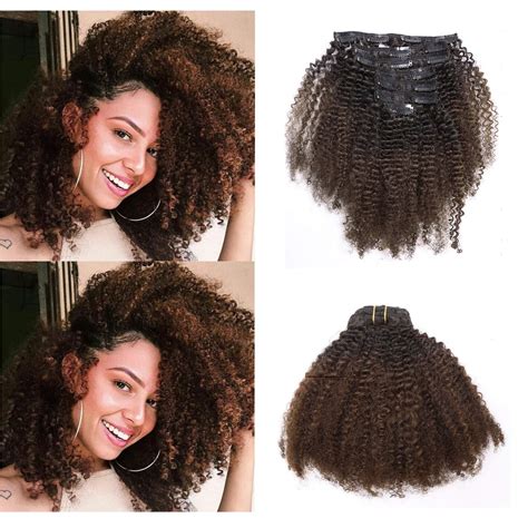 Anrosa Kinkys Curly Clip In Hair Extensions Human Hair 3c Free Nude