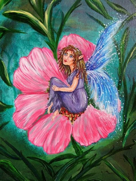 Items Similar To Fairy Art Acrylic Painting 11 X 14 On Stretched