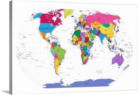 Colored Art Map Of The World Map Art Poster Prints Wall Art Prints