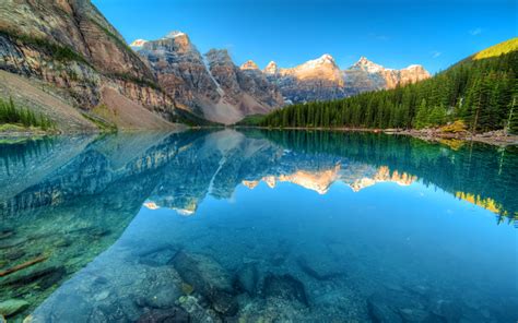 Download Wallpapers Canada Moraine Lake Forest Banff National Park Blue Lake North America