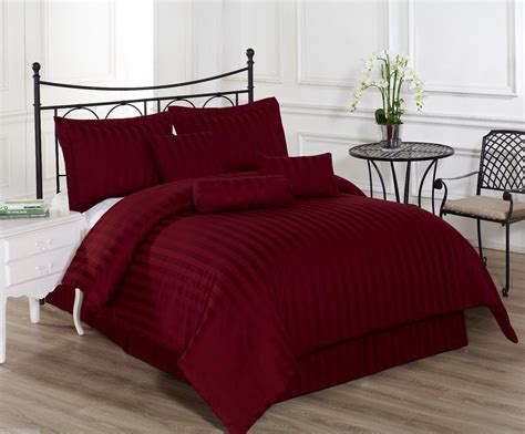 Royal Calico Burgundy Cal King Size 7pc Comforter Set Damask Stripe