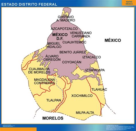 Mapa Estado Ciudad De México Mapas Para México Usa Y Canada De Pared