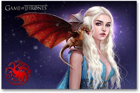 Game Of Thrones Wall Poster Daenerys Targaryen Dragons Queen Fan