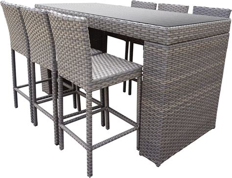 Tk Classics Oasis Bar 7 Piece Outdoor Wicker Patio Table