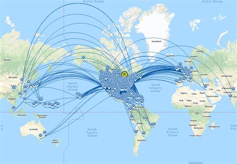 United Airlines World Map Noel Paris