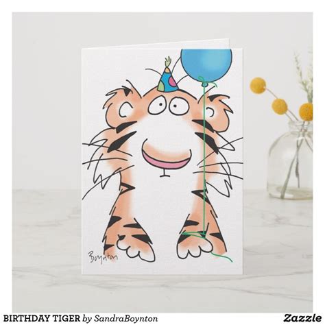 Birthday Tiger Card Birthday Cards Custom Greeting