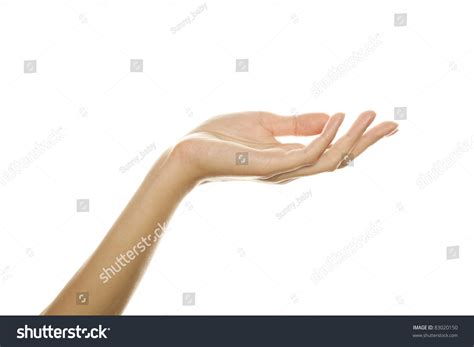 Close Up Of Beautiful Womans Hand Palm Up Isolated On White