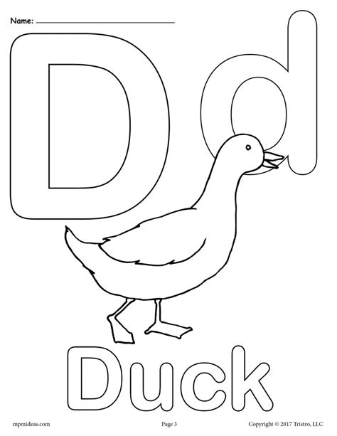 Letter D Alphabet Coloring Pages 3 Printable Versions Supplyme