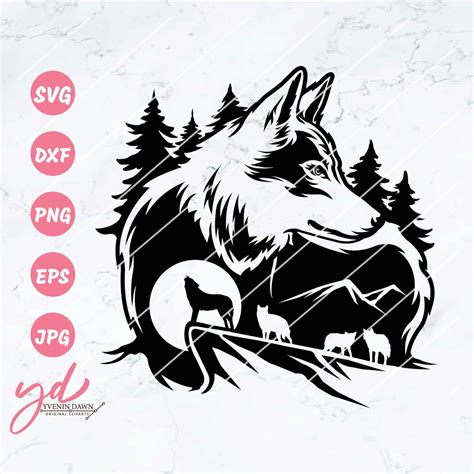 Wolf Svg Howling Wolf Svg File Wolf Howling To The Moon Etsy